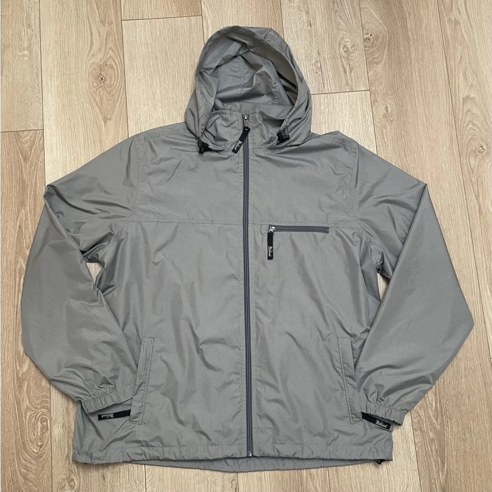 Woolrich Men’s XL Lightweight Hooded Jacket Gray Pumice Mesh Lined Full Zip